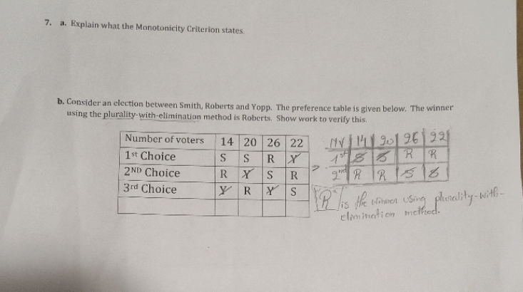 help me answer all the questions 7. a. Explain what the Monotonicity