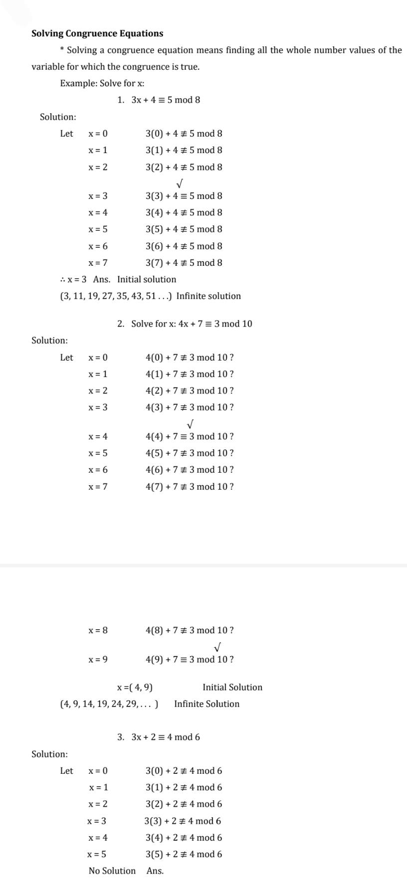 Pls. Answer correctly and complete solution.Topic : Solving Congruence Equations. Solving Congruence