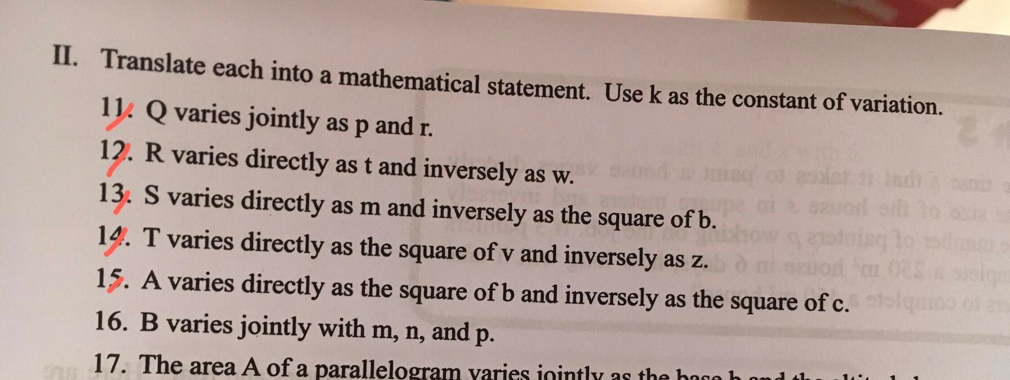 against t. 0. Write the equation showing the relationship between y and