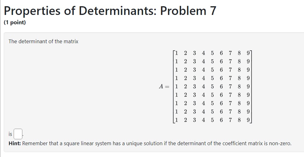 statements below: [J A. If det A is zero, then two rows
