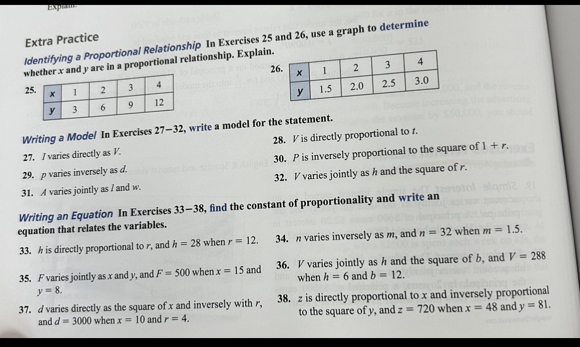 pls show work Explan Extra Practice Identifying a Proportional Relationship In Exercises