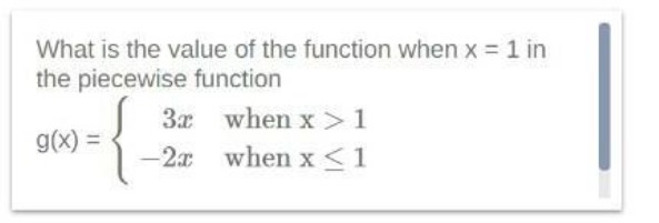 What is the value of the function when x = 1