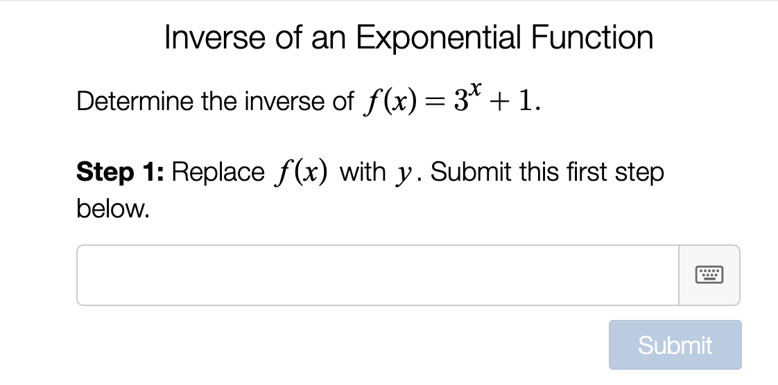 the table to its equivalent in exponential form. Use A for an