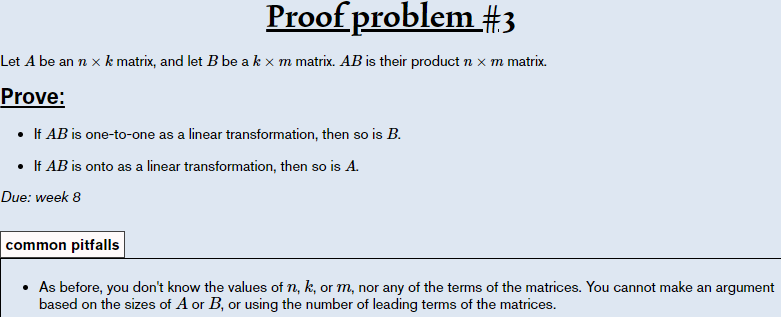  Proof problem #3 Let A be an n x k matrix,