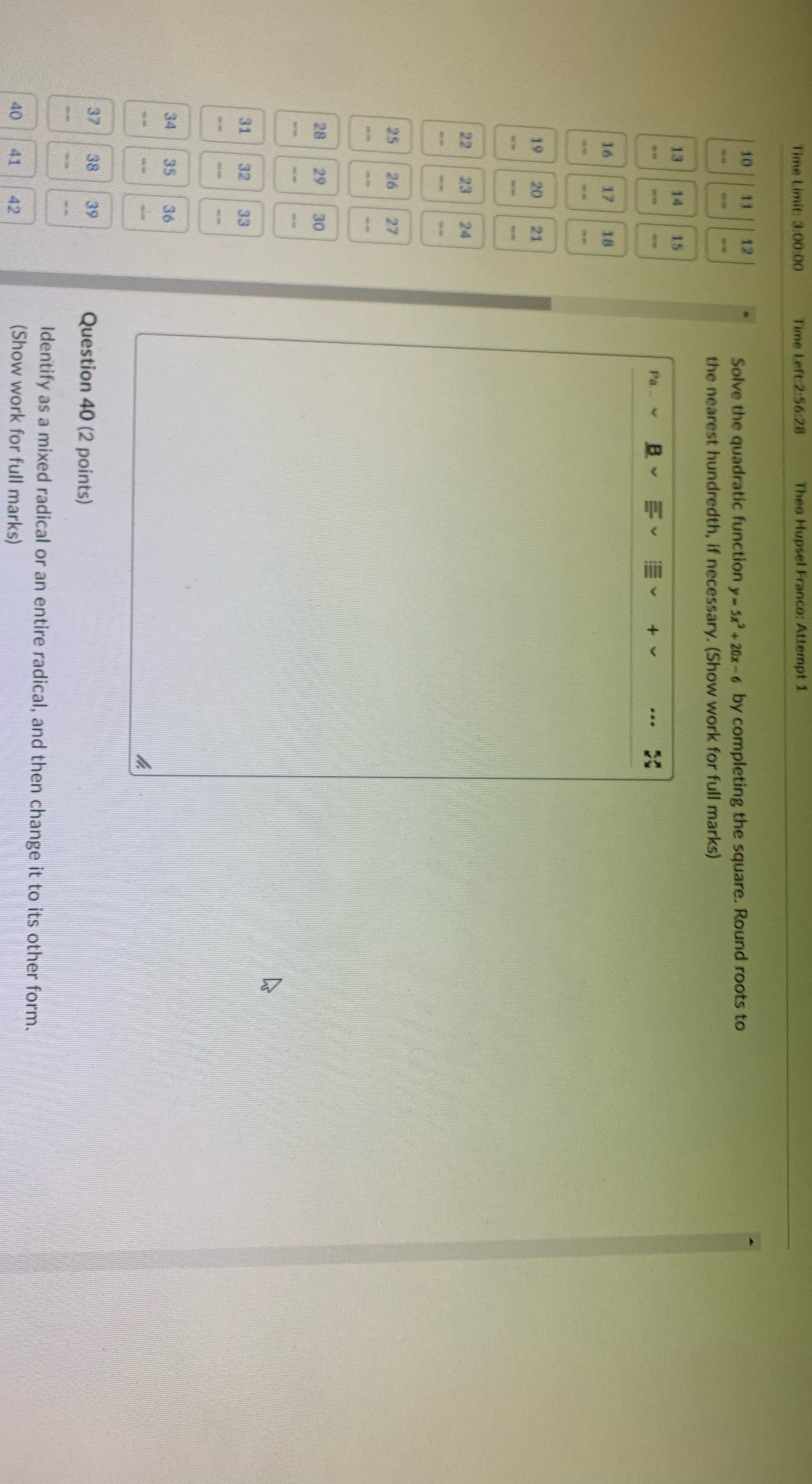 Could u answer both please Time Limit 3:00:00 Time Left:2:56:28 Theo Hupsel