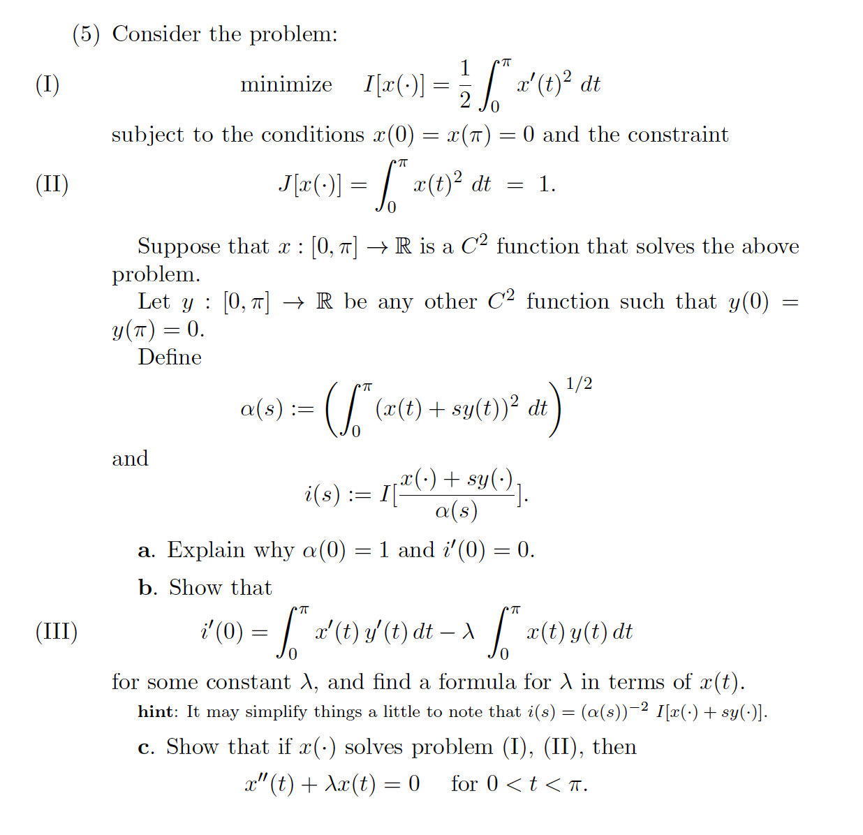 Consider the minimization problem with the following condition: (5) Consider the problem:
