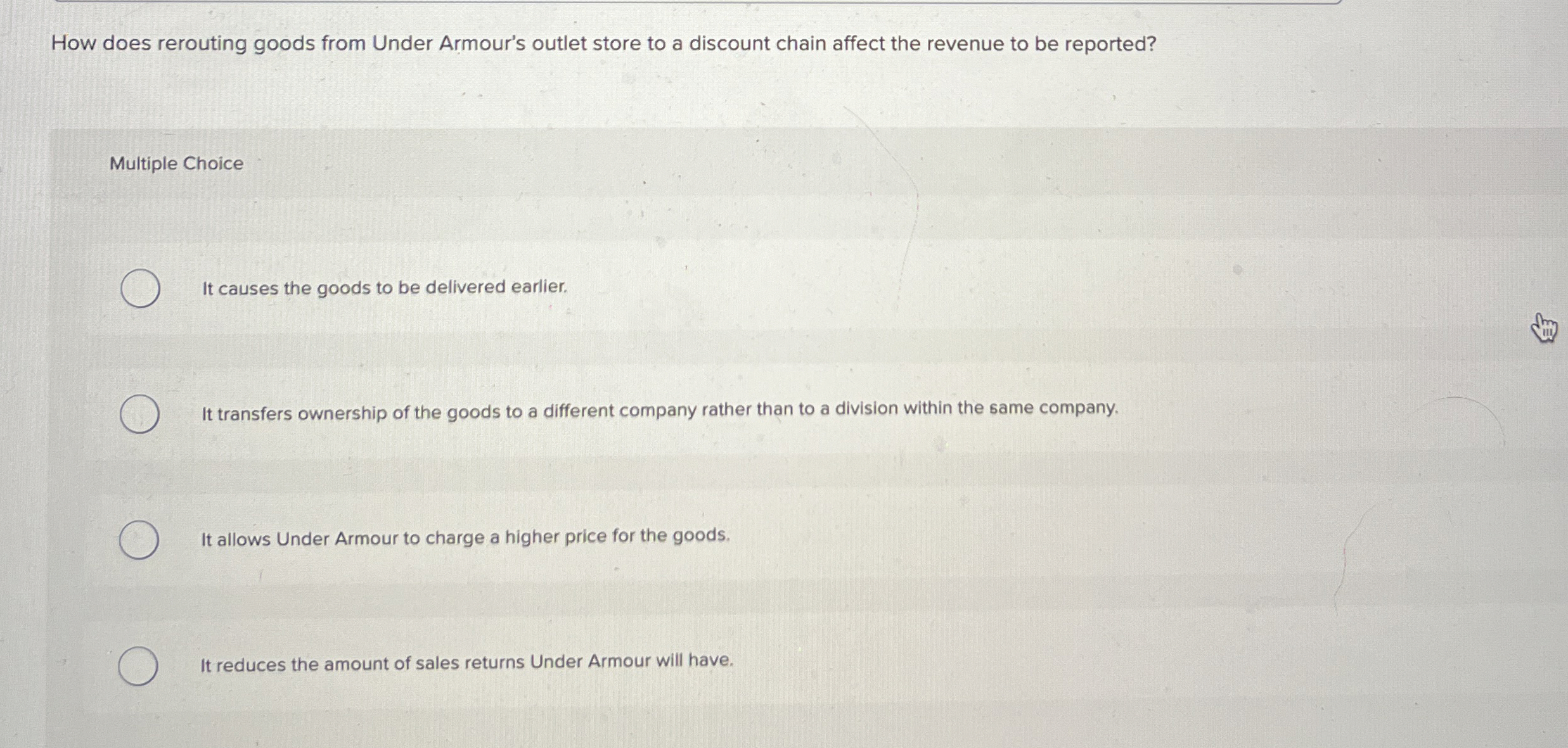  How does rerouting goods from Under Armour's outlet store to a