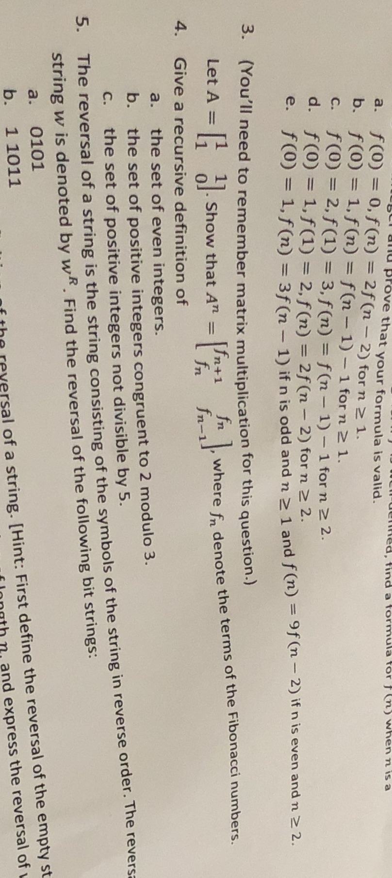 This is Discrete Math, please help with 3 and 4 d prove