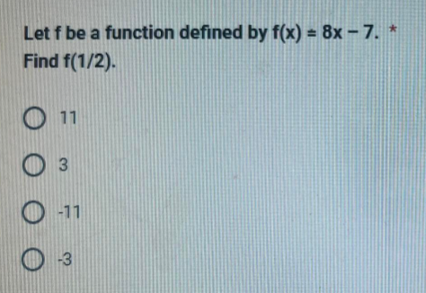 O -23\fLet f be a function defined by f(x) = 8x -