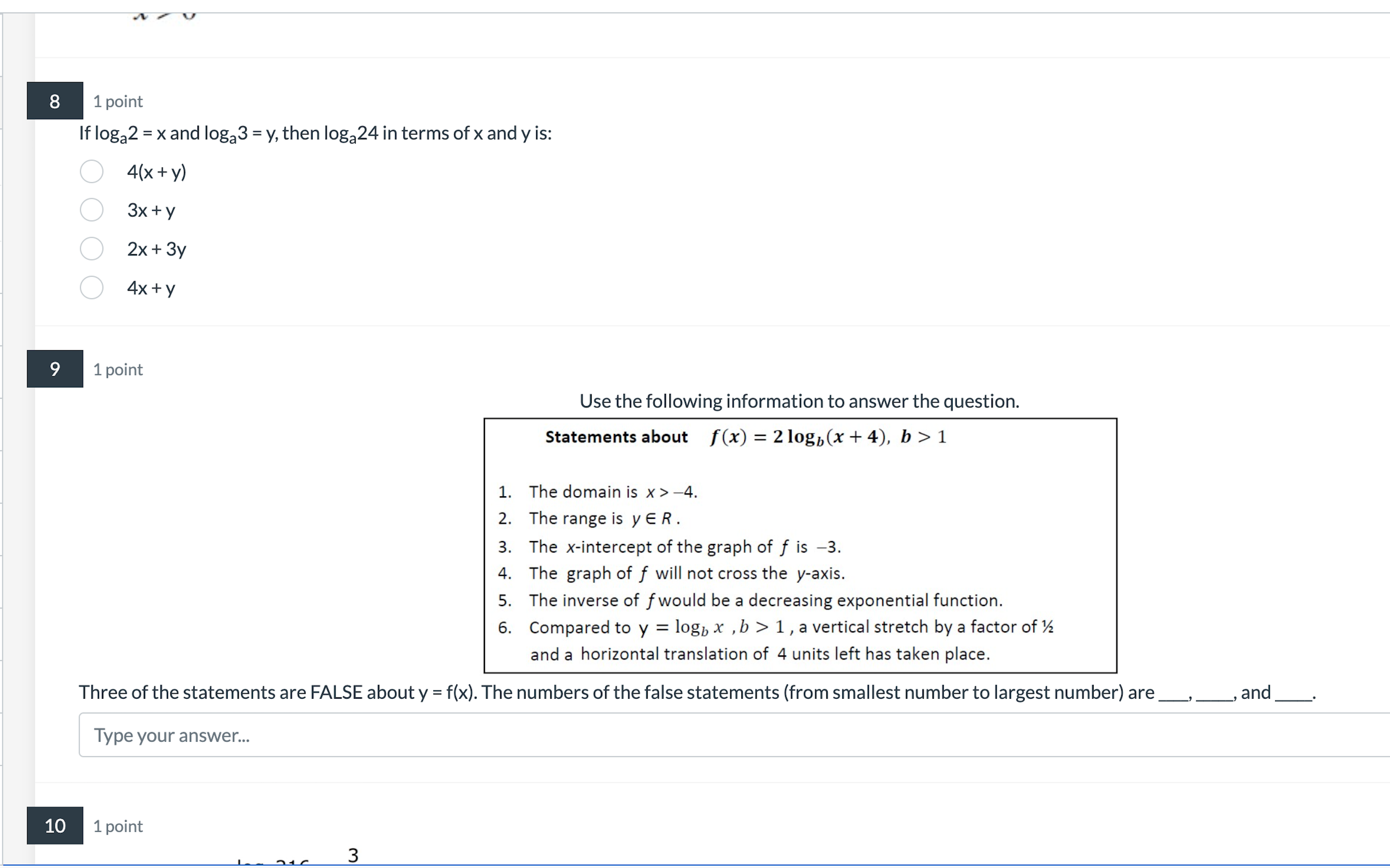 Student 3 changes it to log y = ab C atb Student
