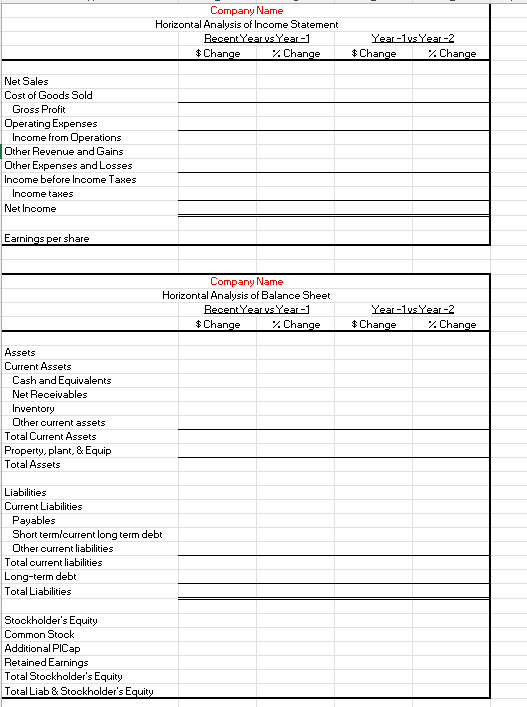  Add and/or subtract lines on the horizontal analysis to match the