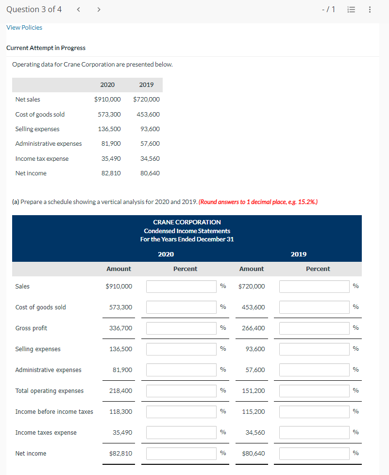  View Policies Current Attempt in Progress Operating data for Crane Corporation