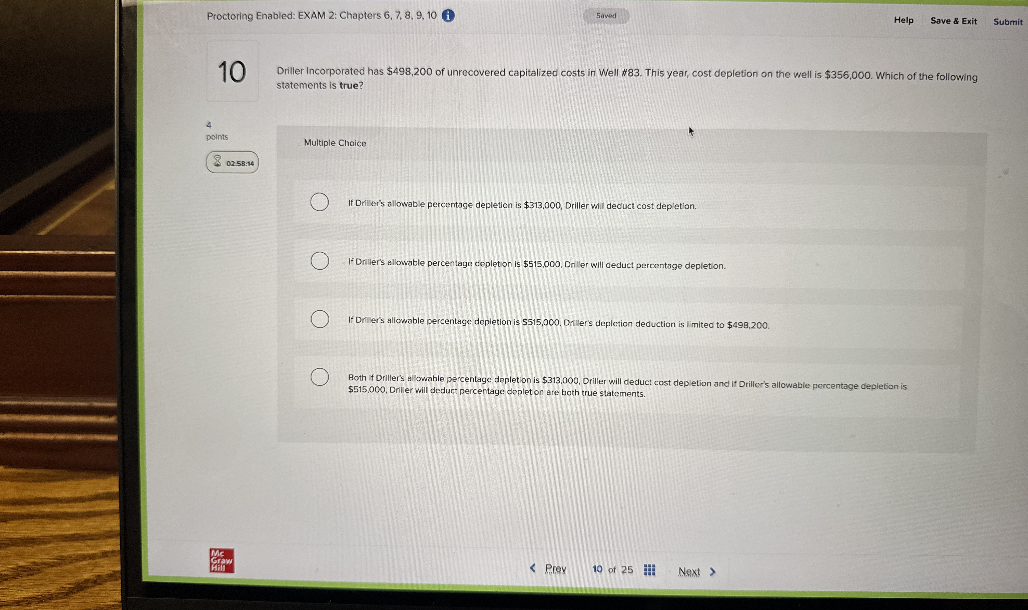  Driller Incorporated has $498,200 of unrecovered capitalized costs in Well #83.