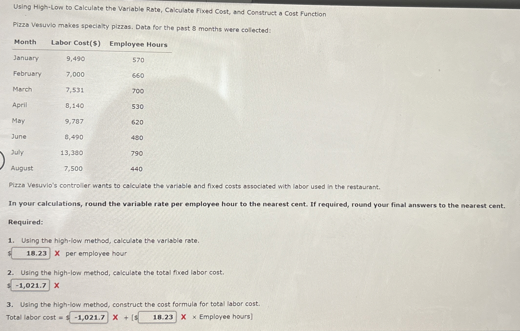  Using High-Low to Calculate the Variable Rate, Calculate Fixed Cost, and