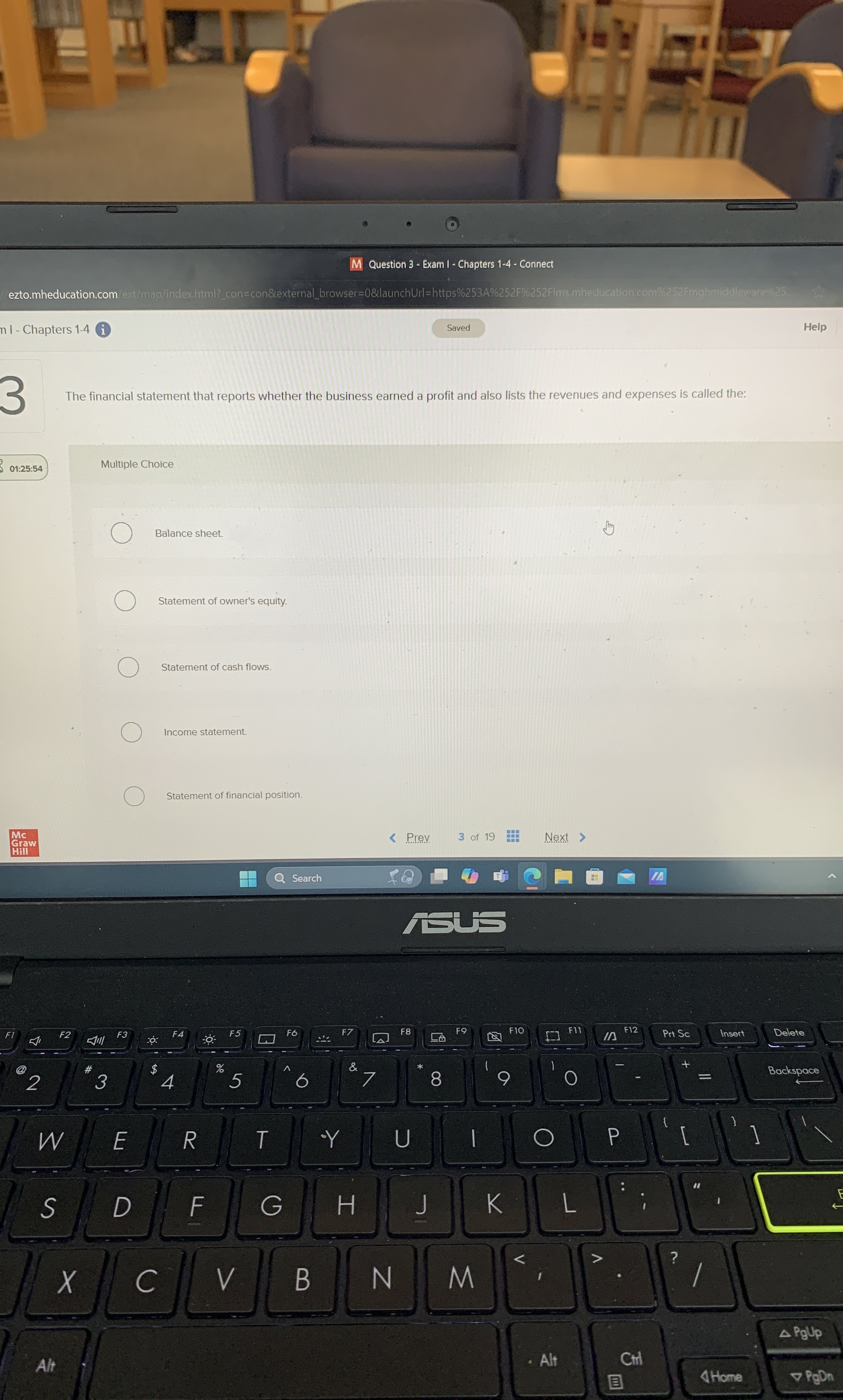  The financial statement that reports whether the business earned a profit