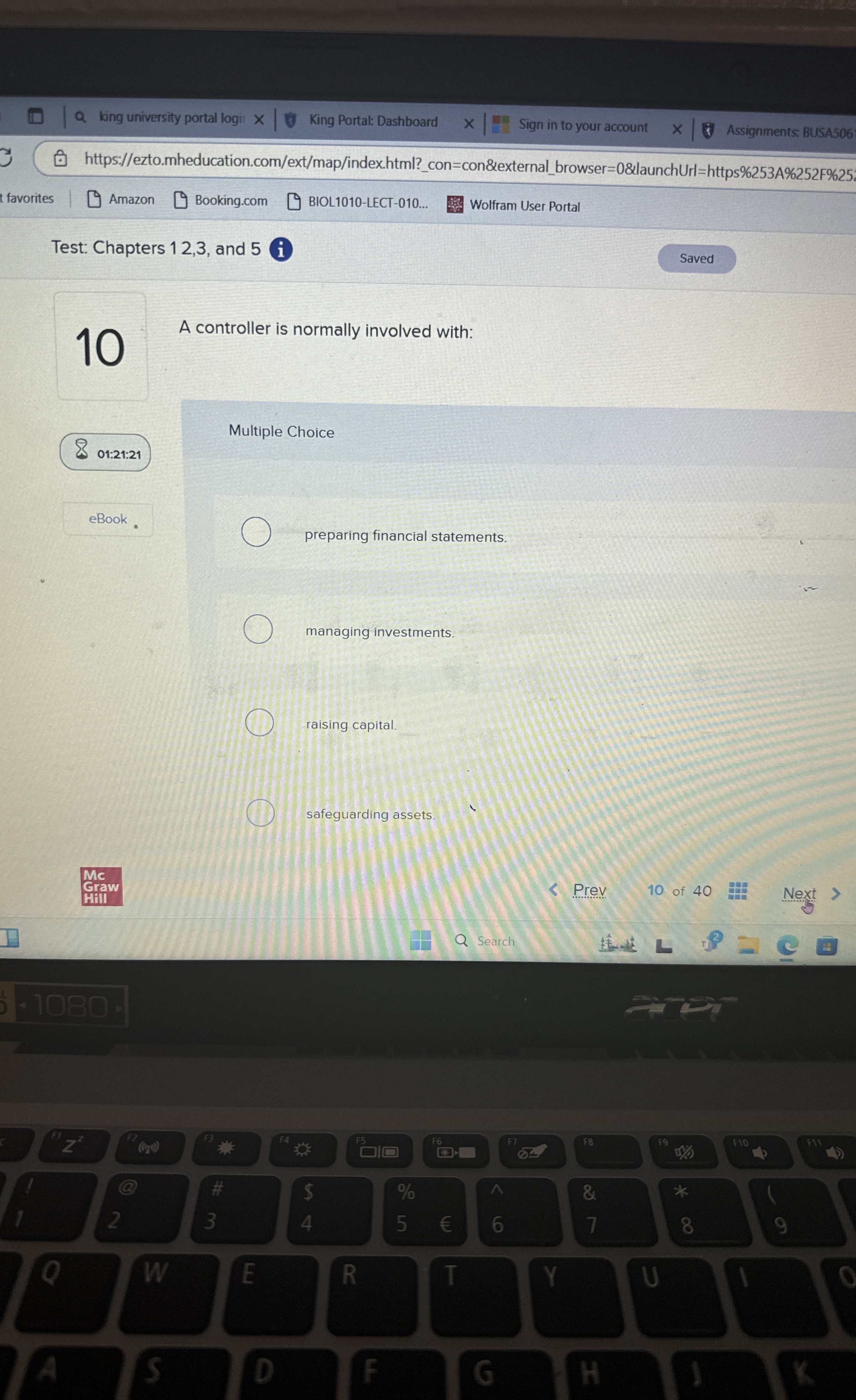  1 A controller is normally involved with: Multiple Choice preparing financial