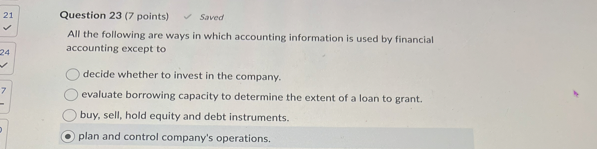 Question 23(7 points) All the following are ways in which accounting
