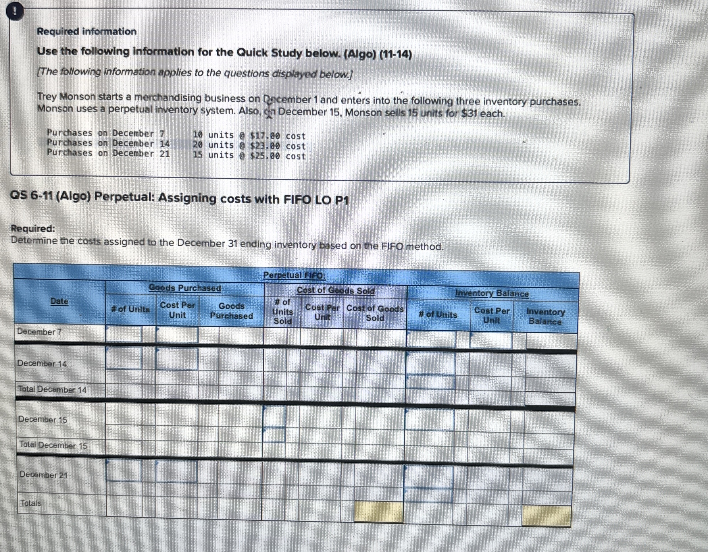  ! Required information Use the following information for the Quick Study