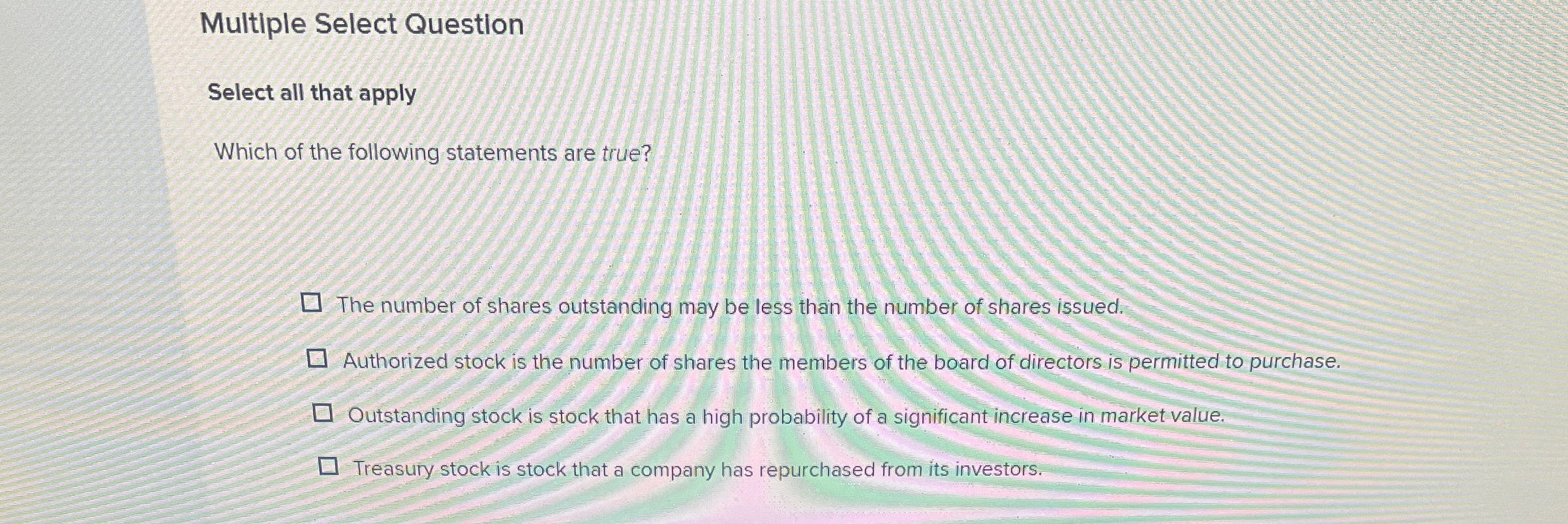  Multiple Select Question Select all that apply Which of the following