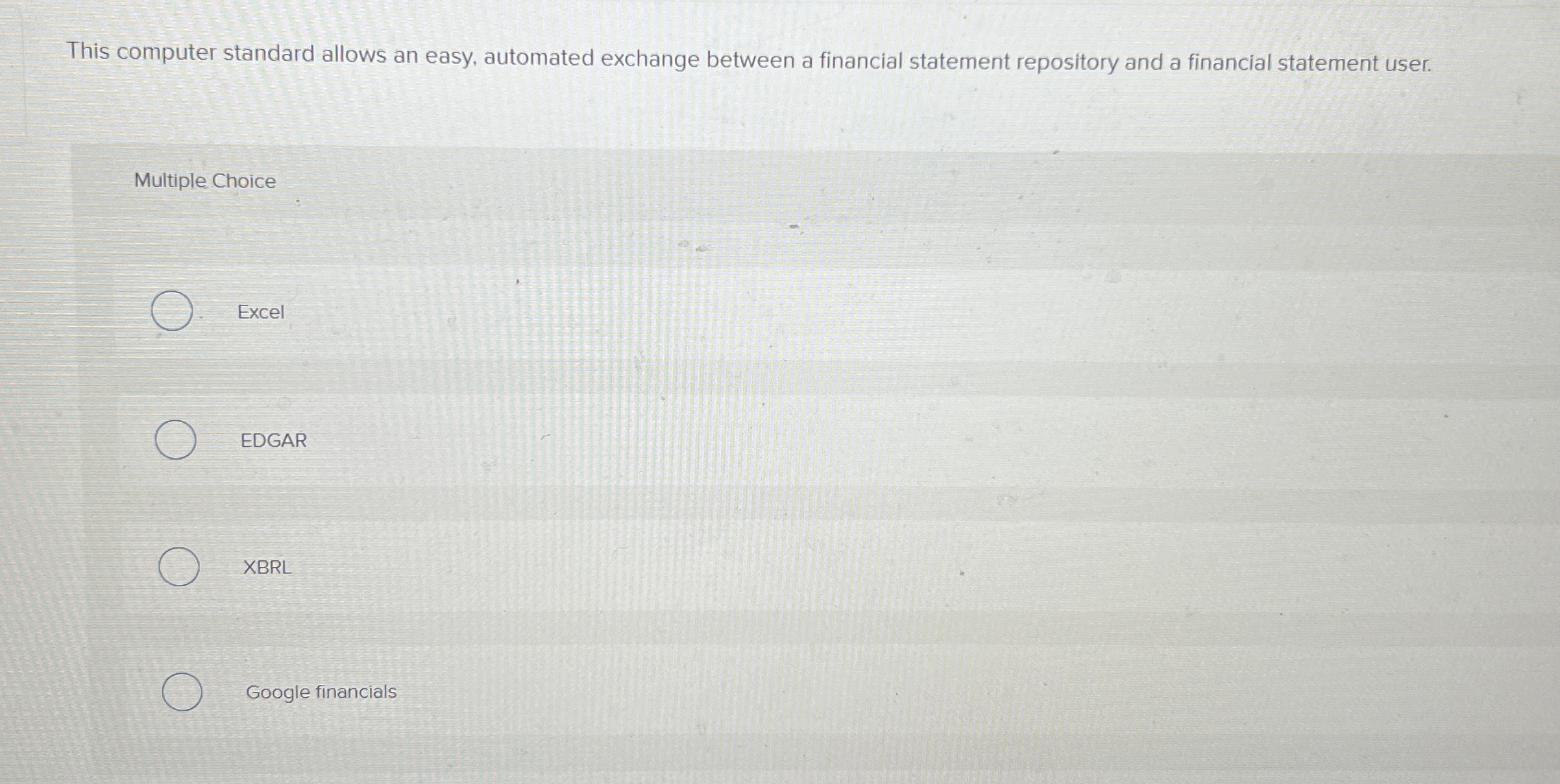  This computer standard allows an easy, automated exchange between a financial