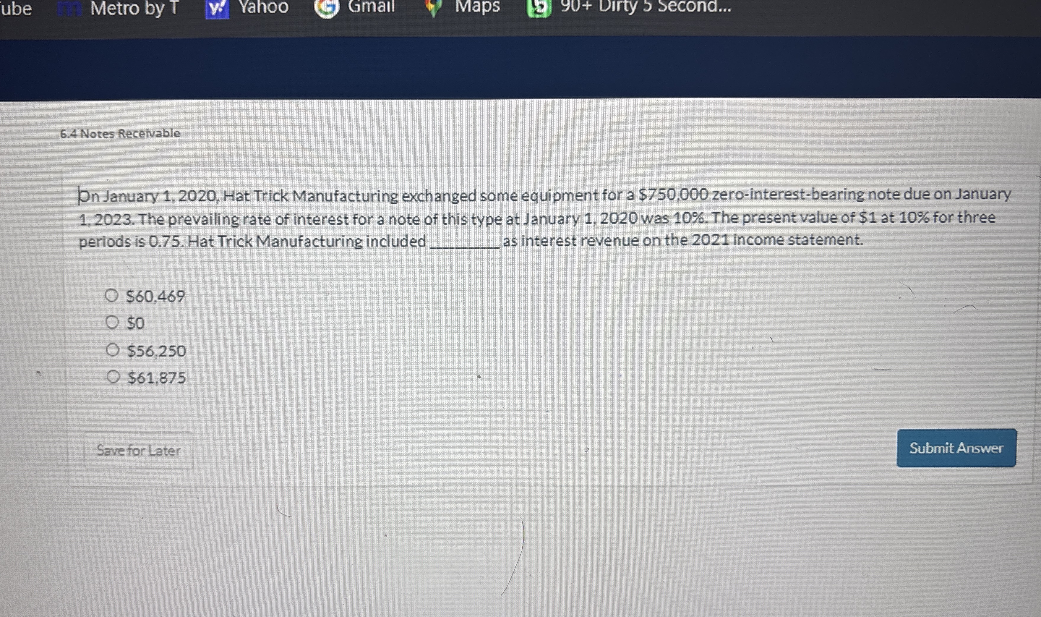  Pn January 1,2020, Hat Trick Manufacturing exchanged some equipment for a