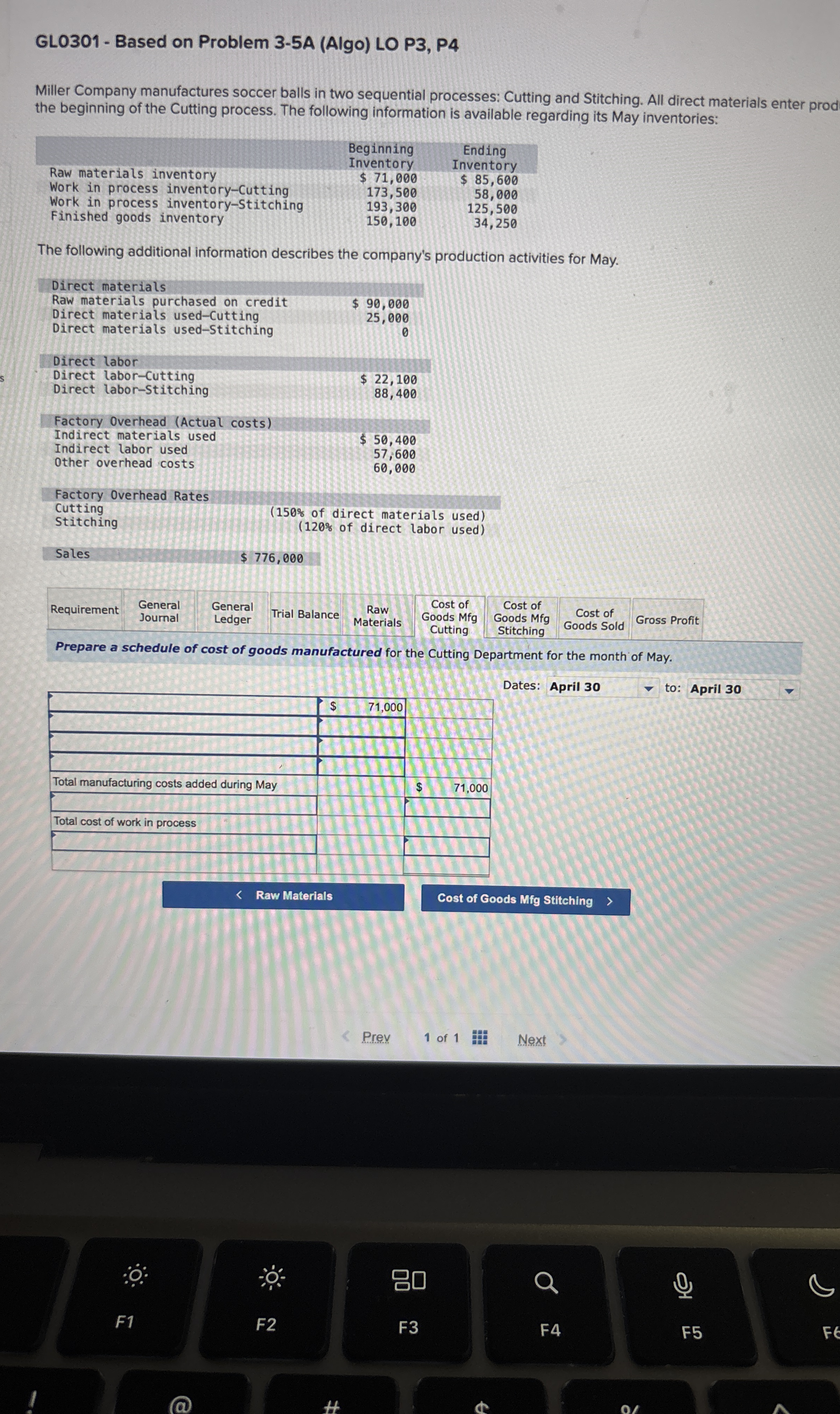  GL0301- Based on Problem 3-5A (Algo) LO P3, P4 Miller Company