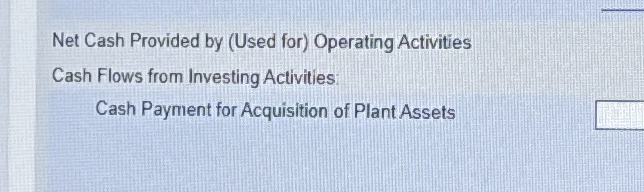  Net Cash Provided by (Used for) Operating Activities Cash Flows from