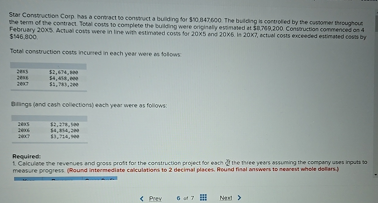  Star Construction Corp, has a contract to construct a bullding for