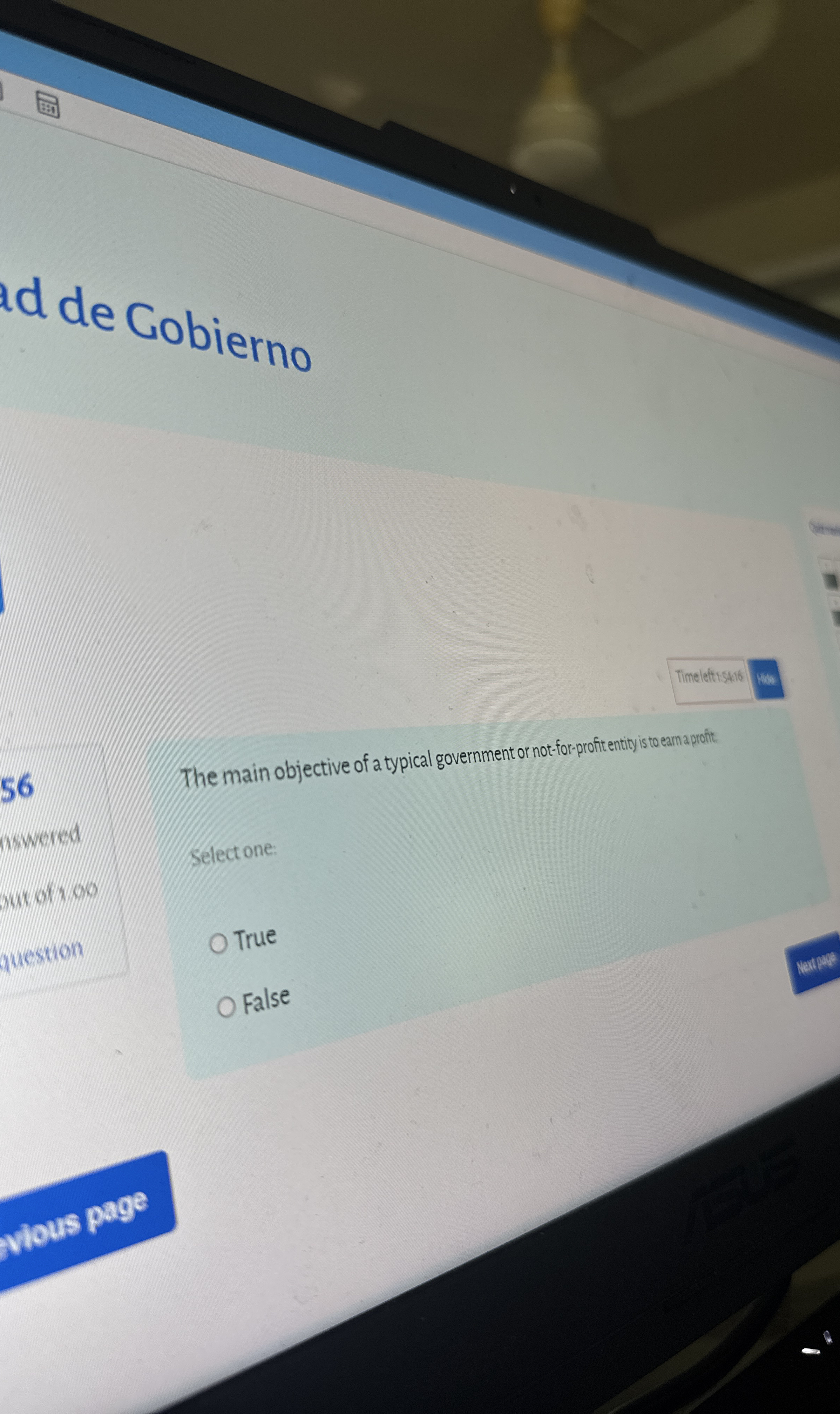  de Gobierno Timeleth: 5416 The main objective of a typical government