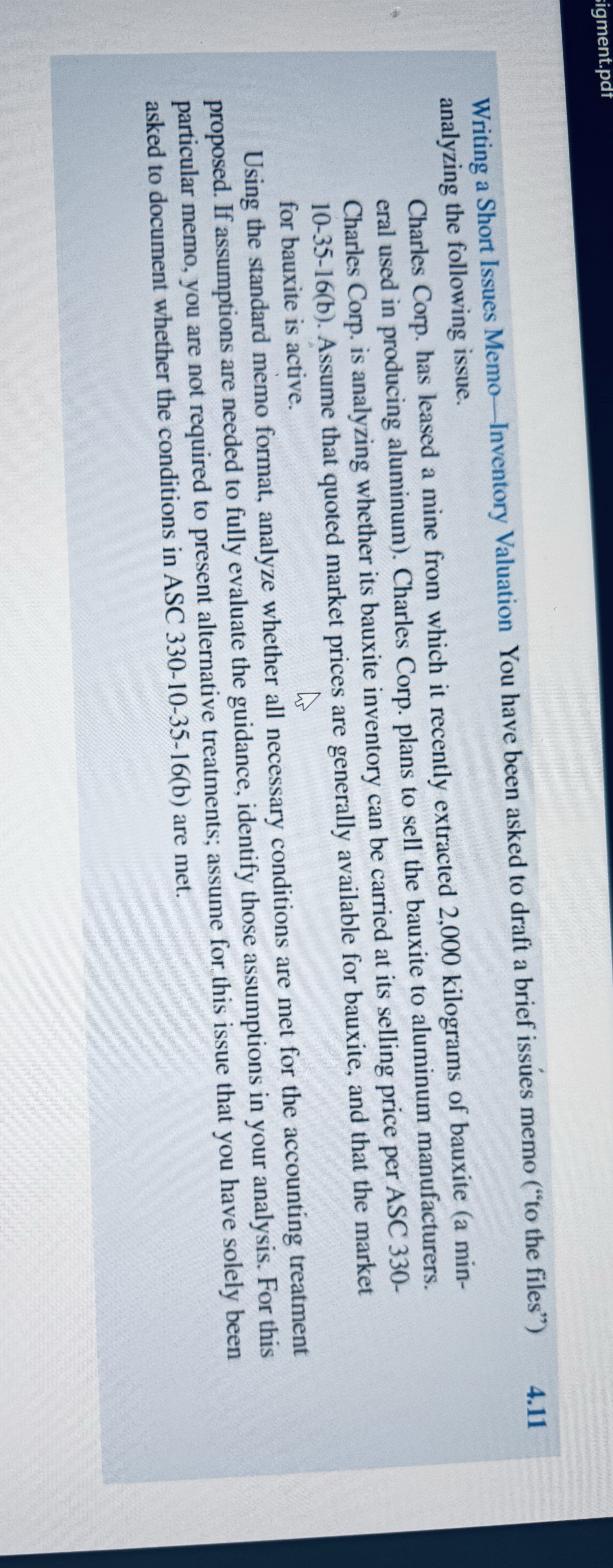  Steps for Writing a Short Issues Memo-Inventory Valuation You have been