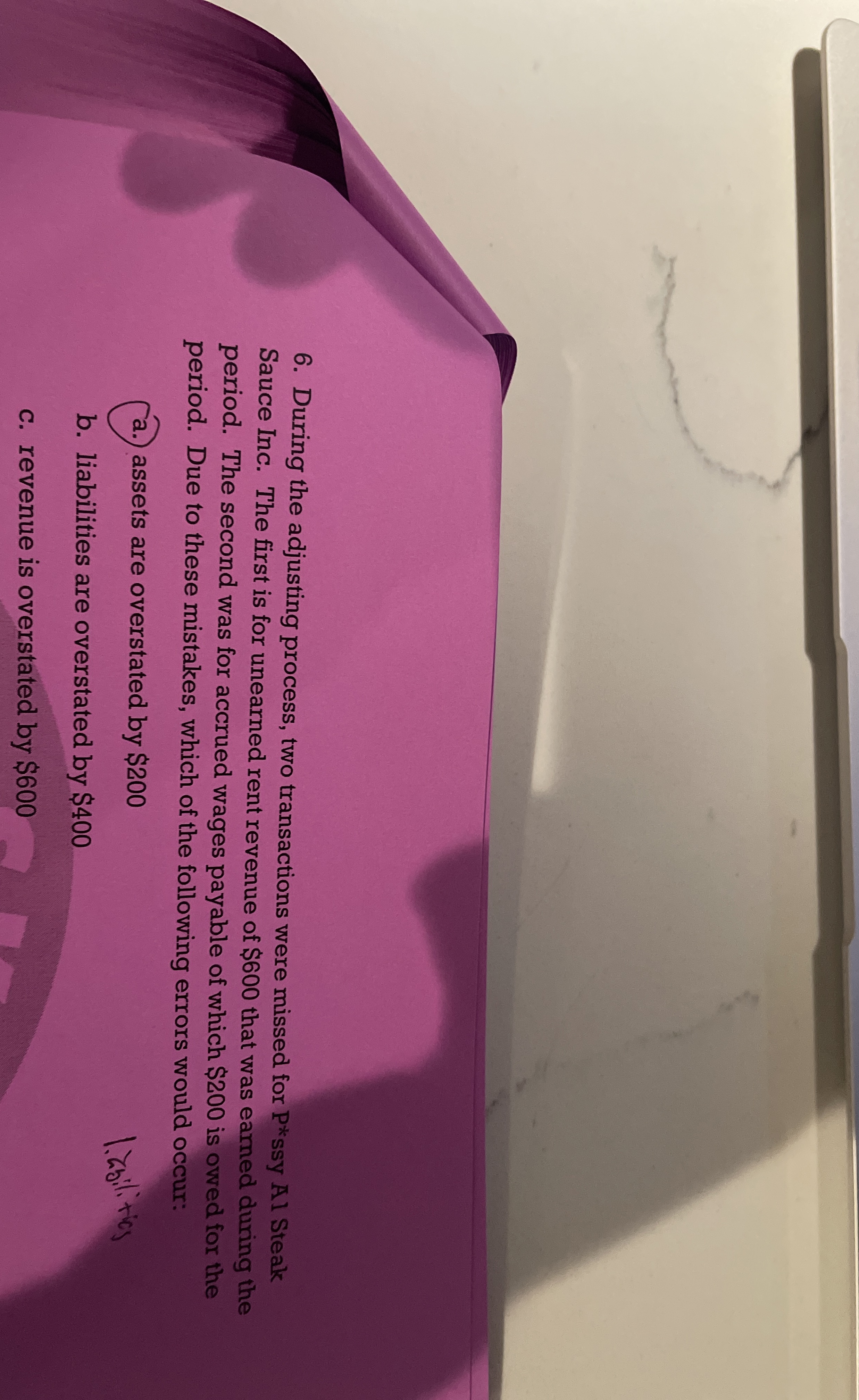  During the adjusting process, two transactions were missed for P** ssy