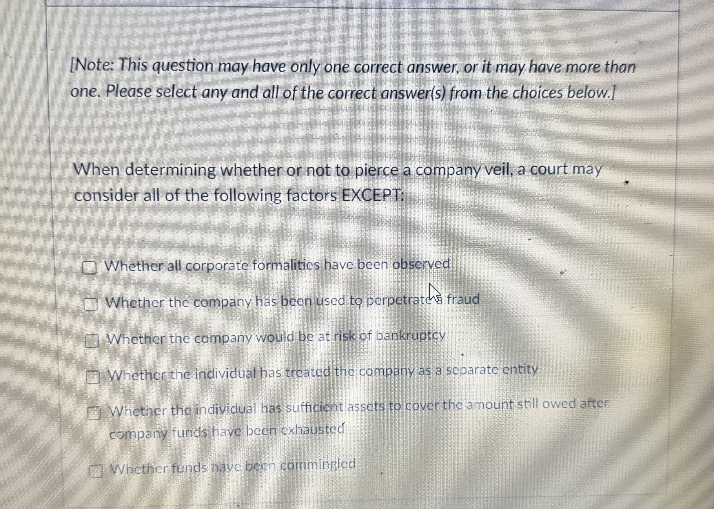  [Note: This question may have only one correct answer, or it