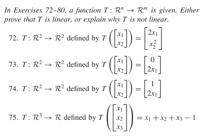 their standard matrices. 29, 26. 27. 28. 29. T: R?> R? defined