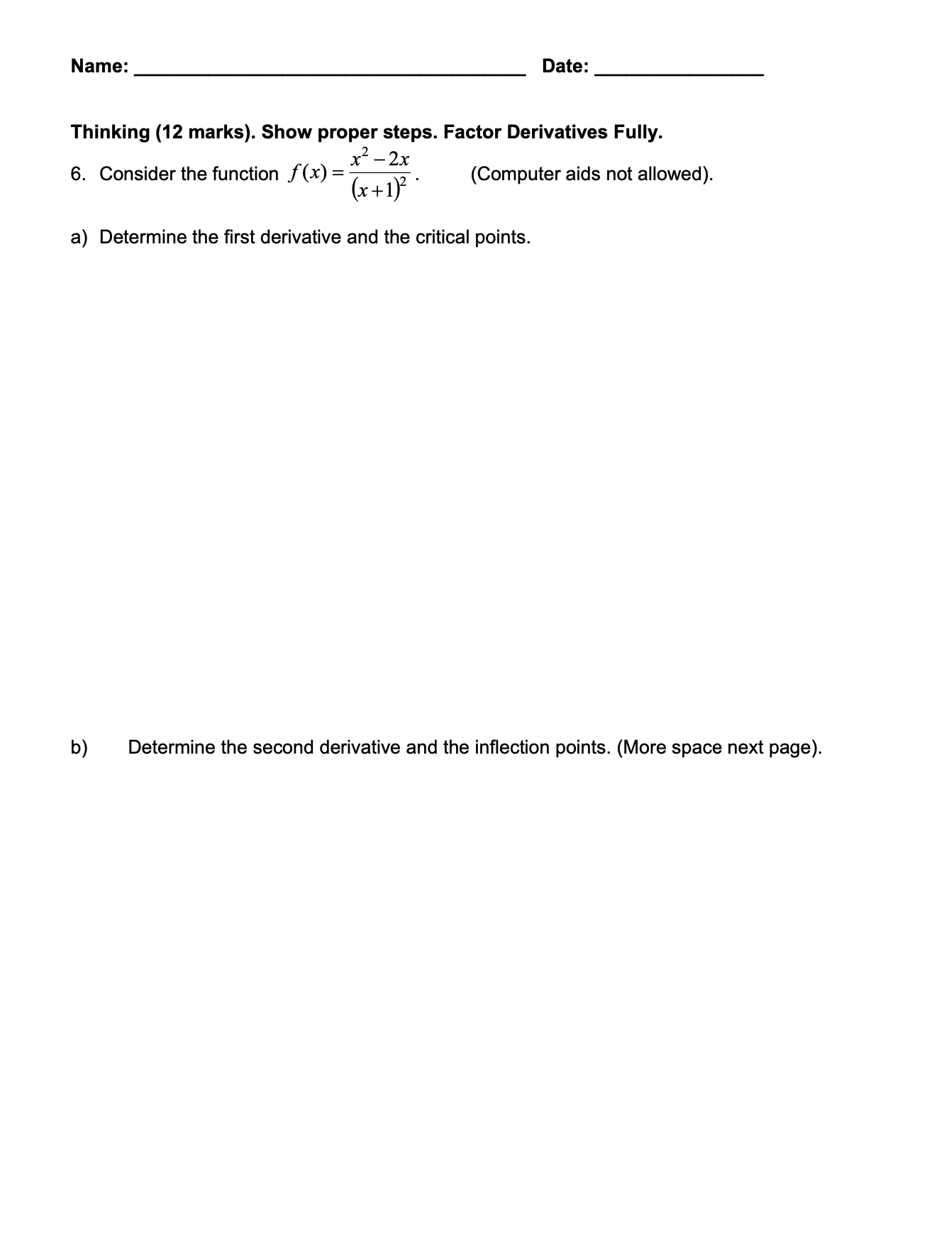 applicable. Knowledge and Understanding (6 marks) 1. Consider the following polynomial function