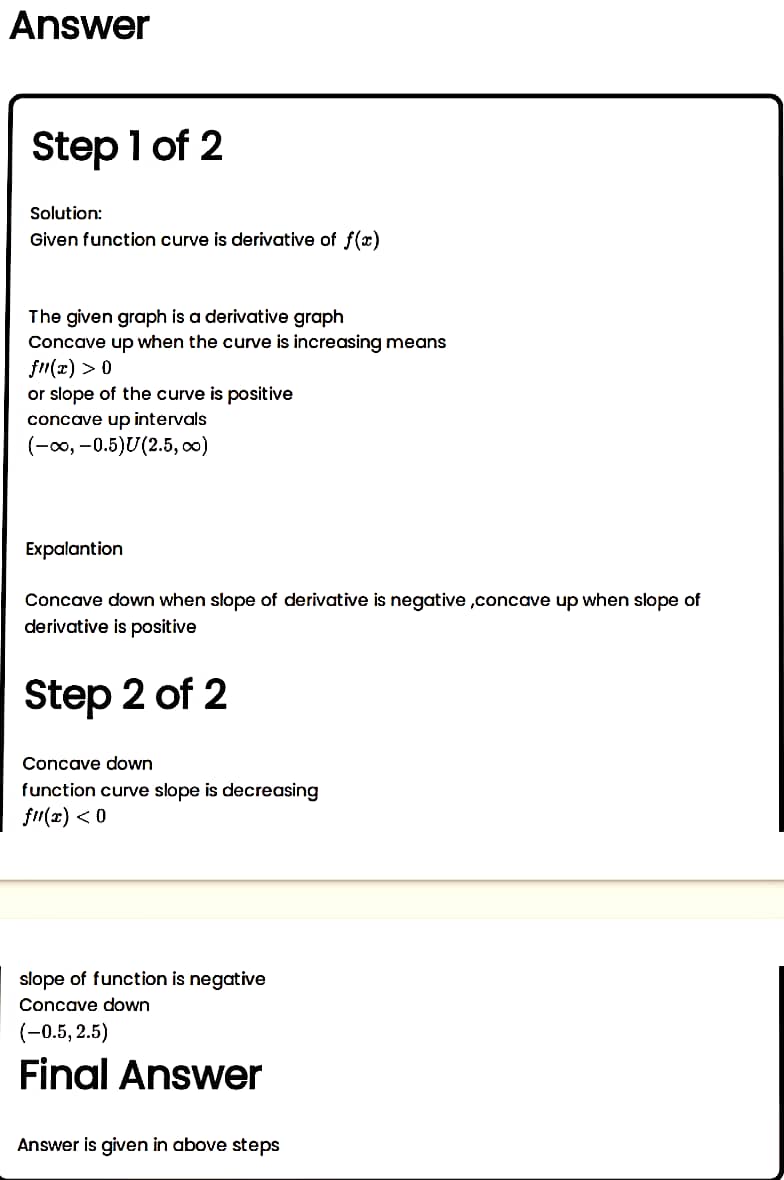 is negative. c) State the interval(s) where the product of f'(x) and