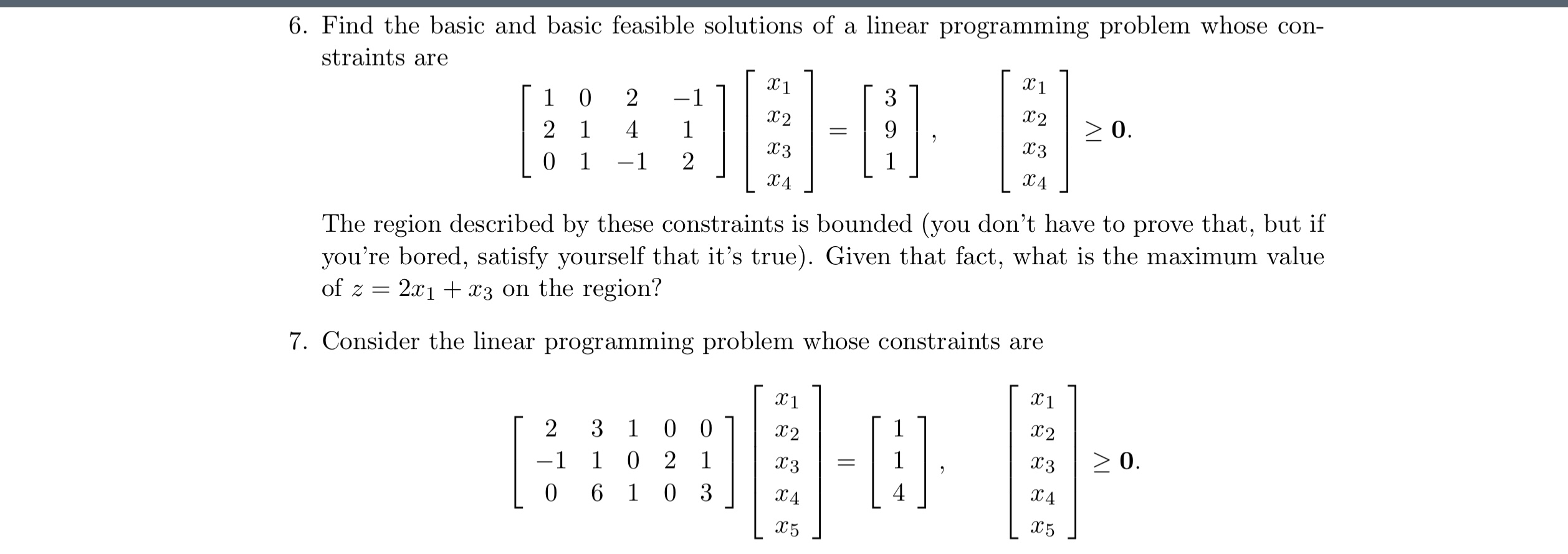  6. Find the basic and basic feasible solutions of a linear