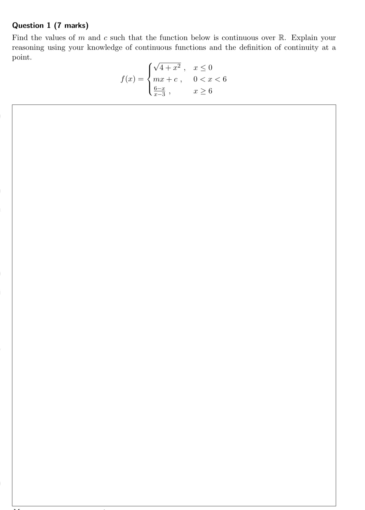 Show step by step workings Question 1 (7 marks) Find the values