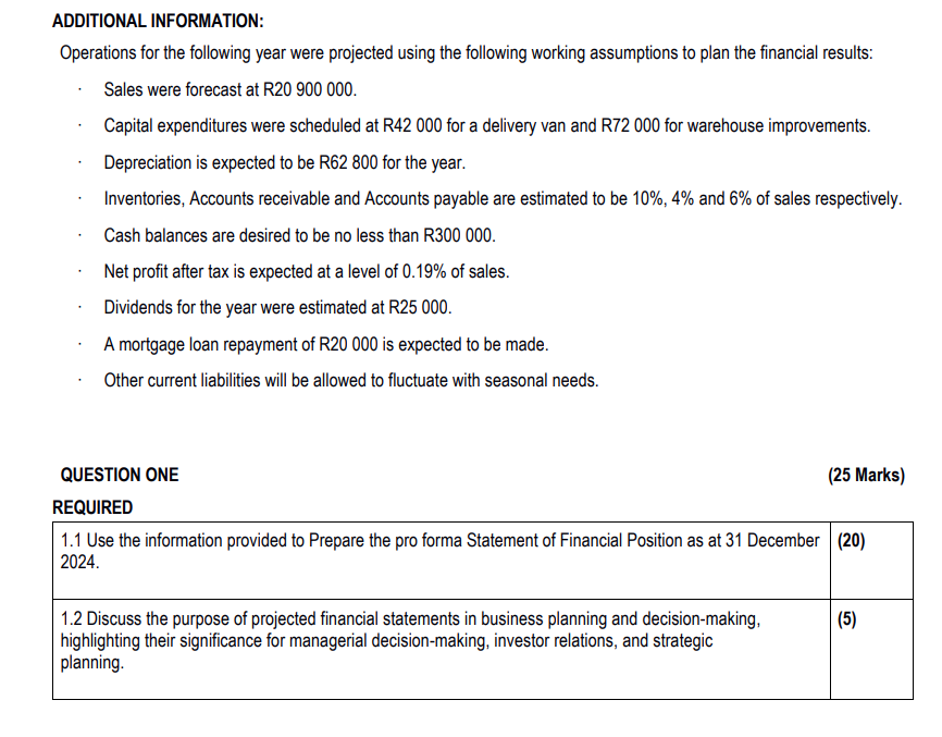  QUESTION 1 ASSETS Non-current assets R451800 Property, plant and equipment R843000