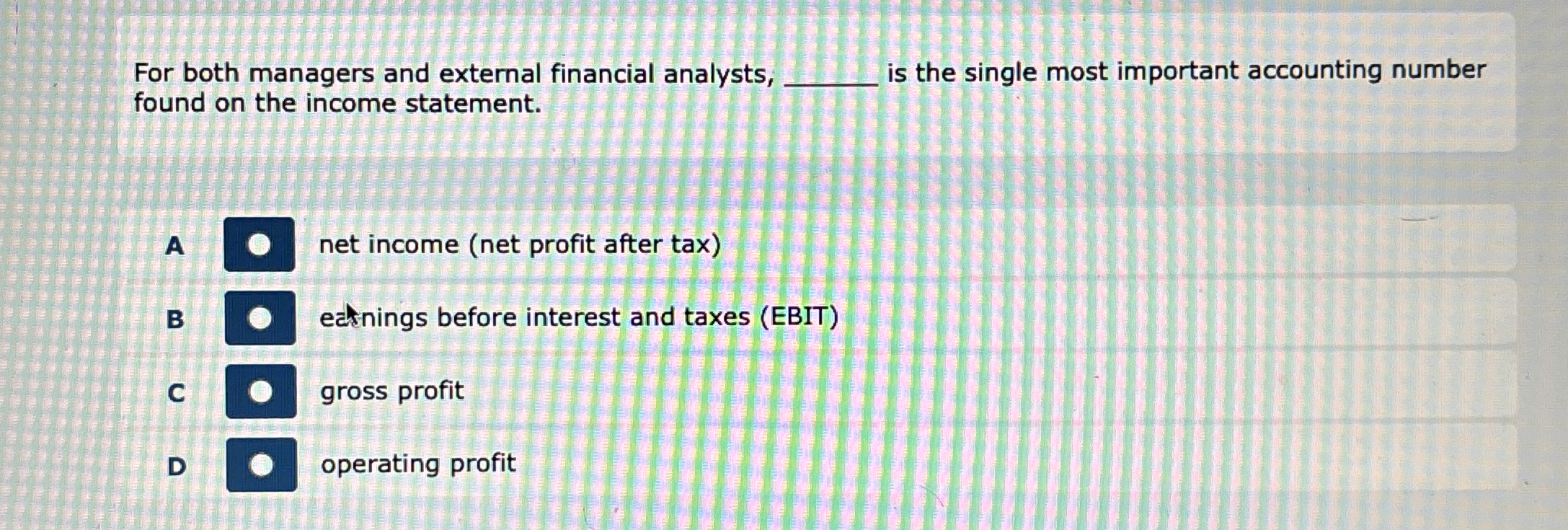  For both managers and external financial analysts, is the single most