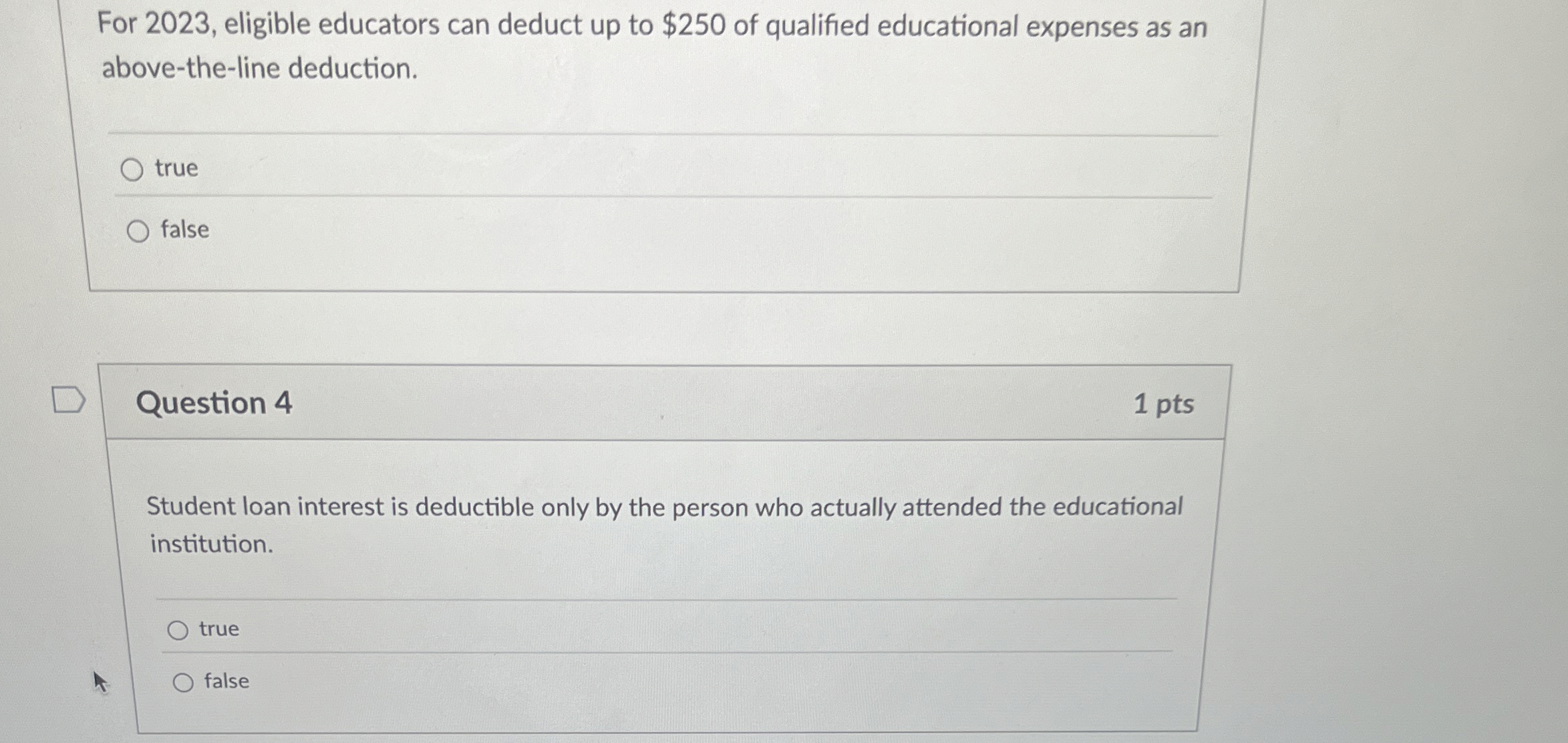  For 2023, eligible educators can deduct up to $250 of qualified