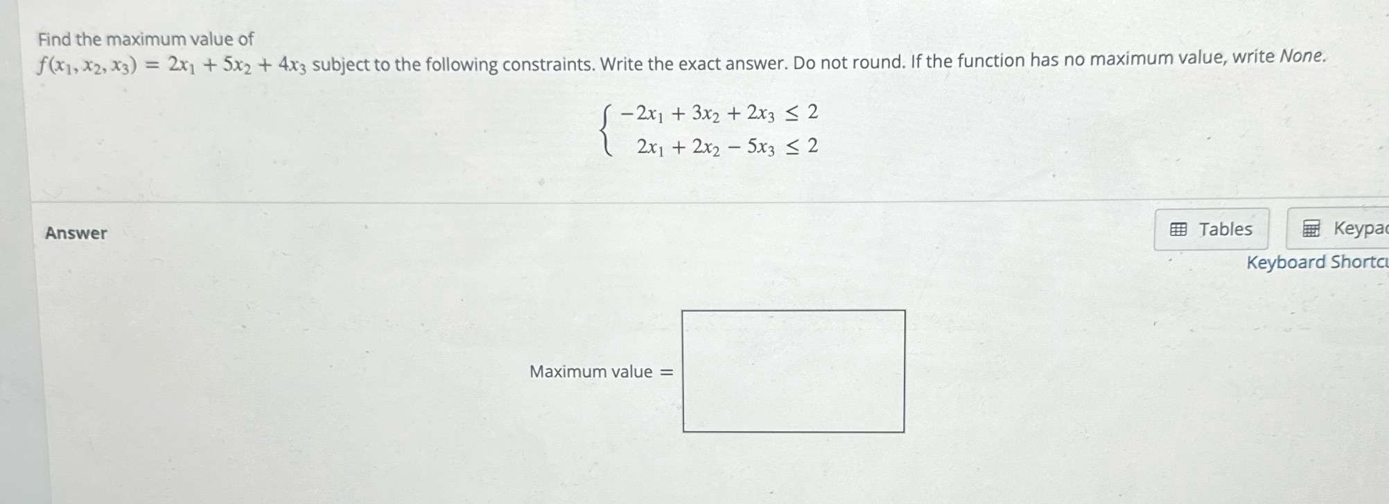 I need help solving this please. Find the maximum value of f(x1,