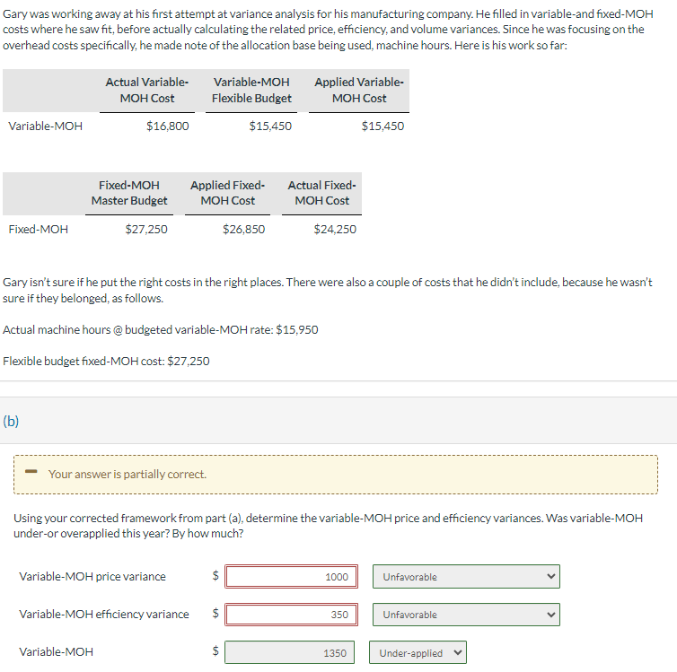  Gary was working away at his first attempt at variance analysis