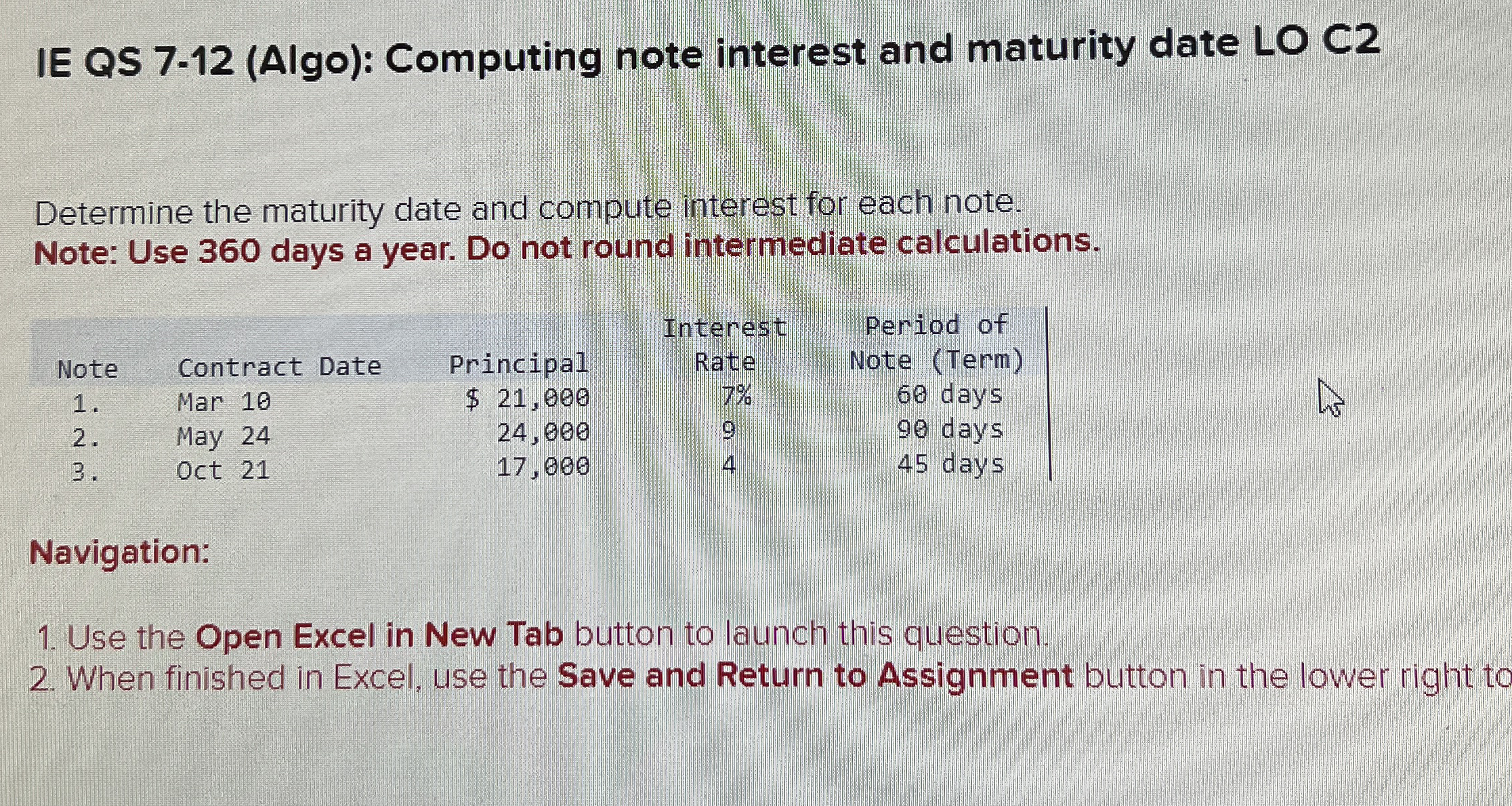  IE QS 7-12(Algo): Computing note interest and maturity date LO C2