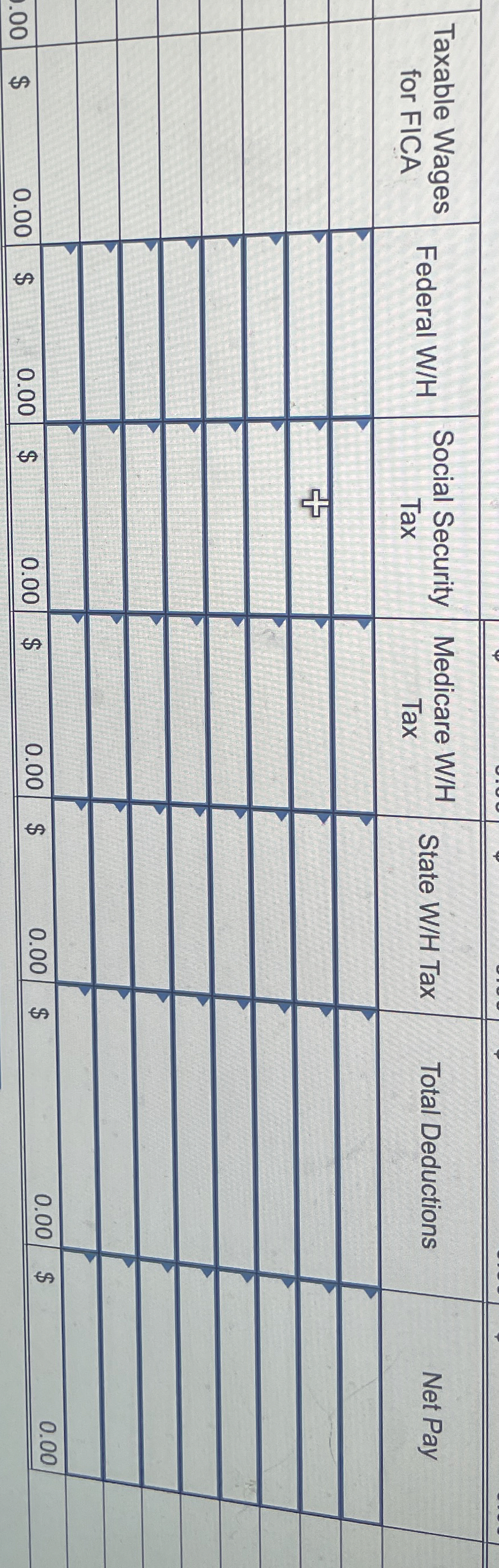  Initial pre-tax deductions for each employee are as follows: The first