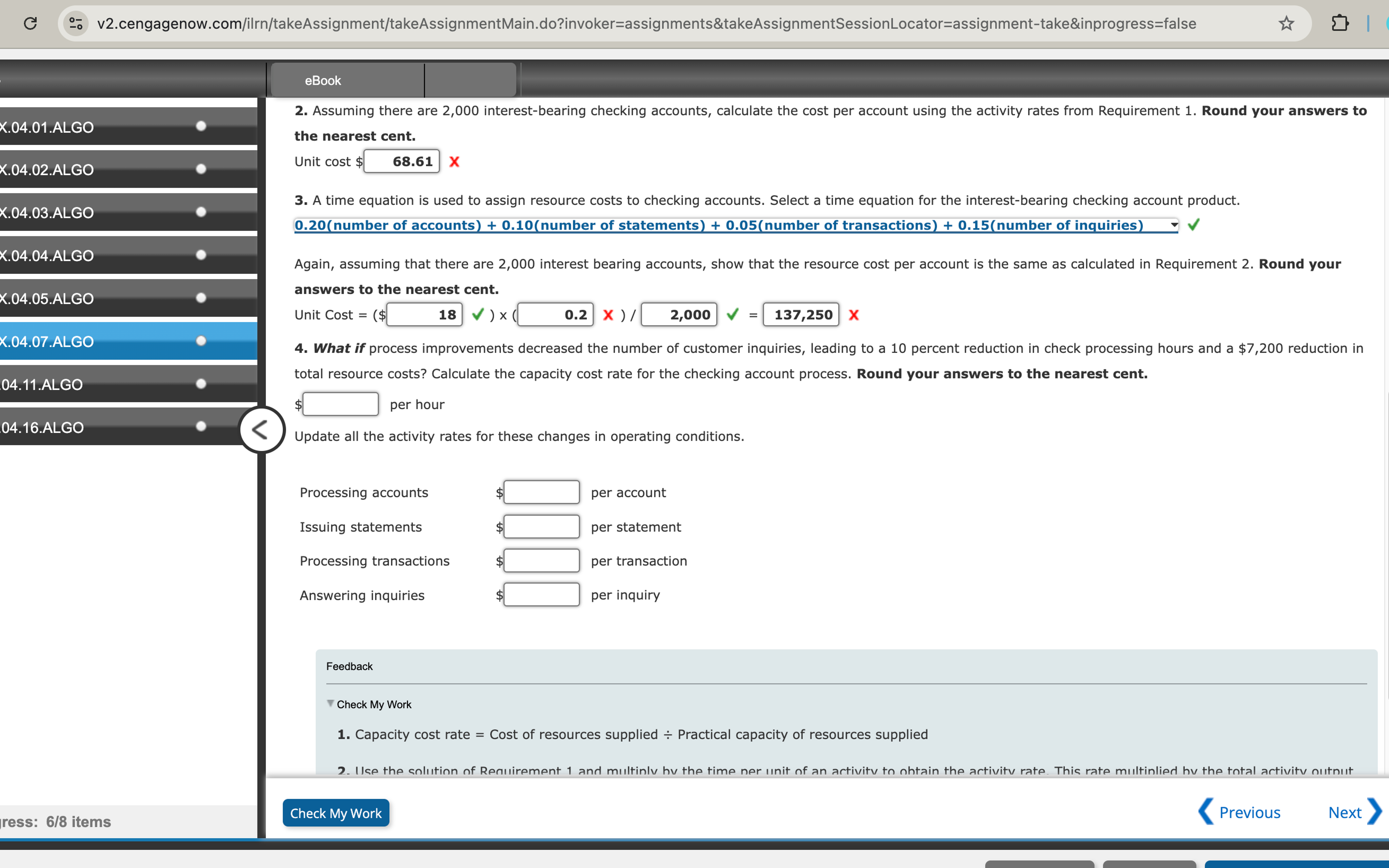  Assuming there are 2,000 interest-bearing checking accounts, calculate the cost per
