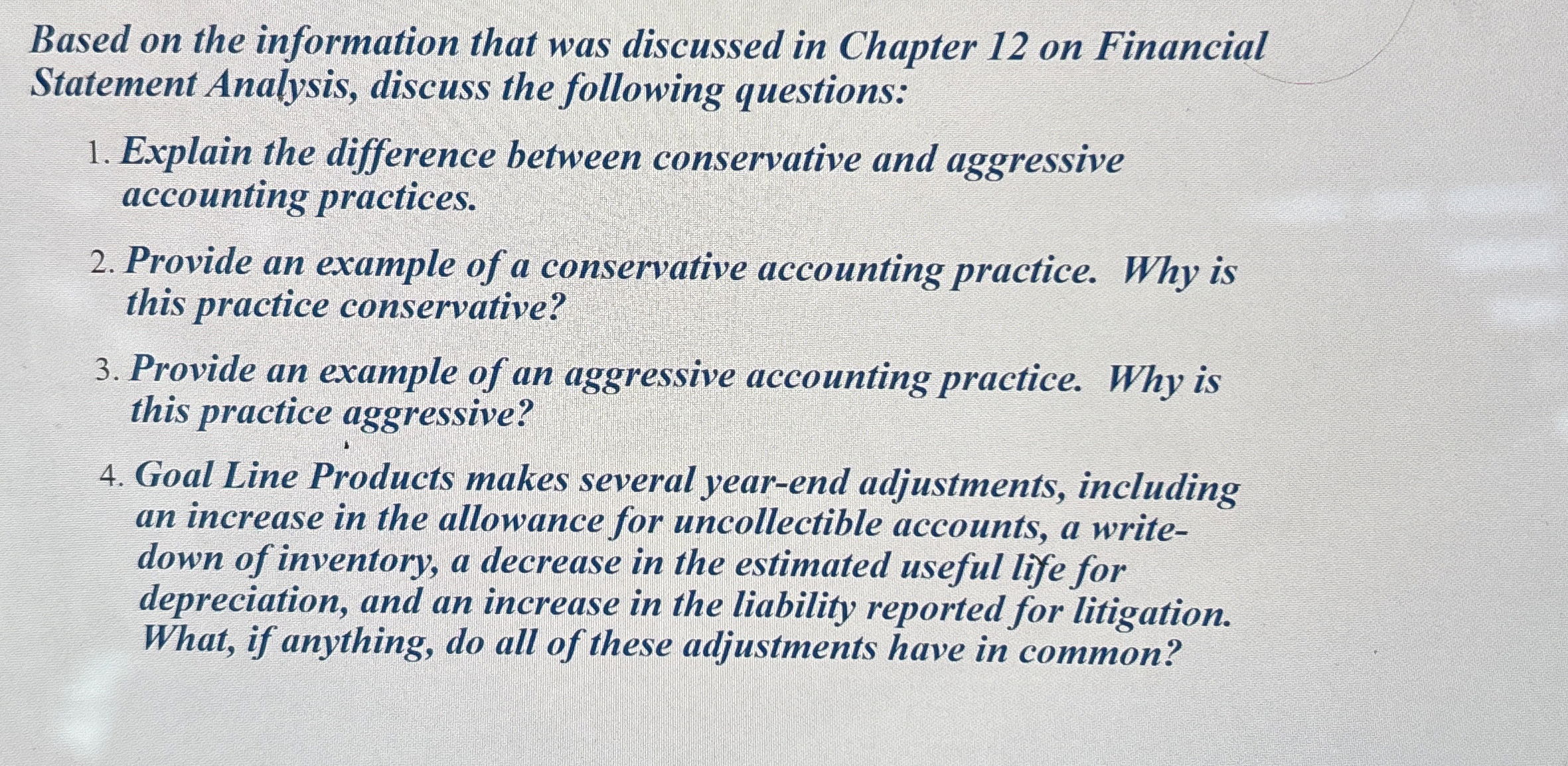  Based on the information that was discussed in Chapter 12 on