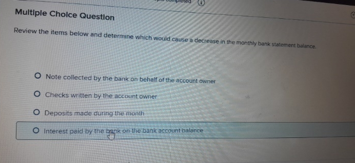  Multiple Cholce Questlon Review the items below and determine which would