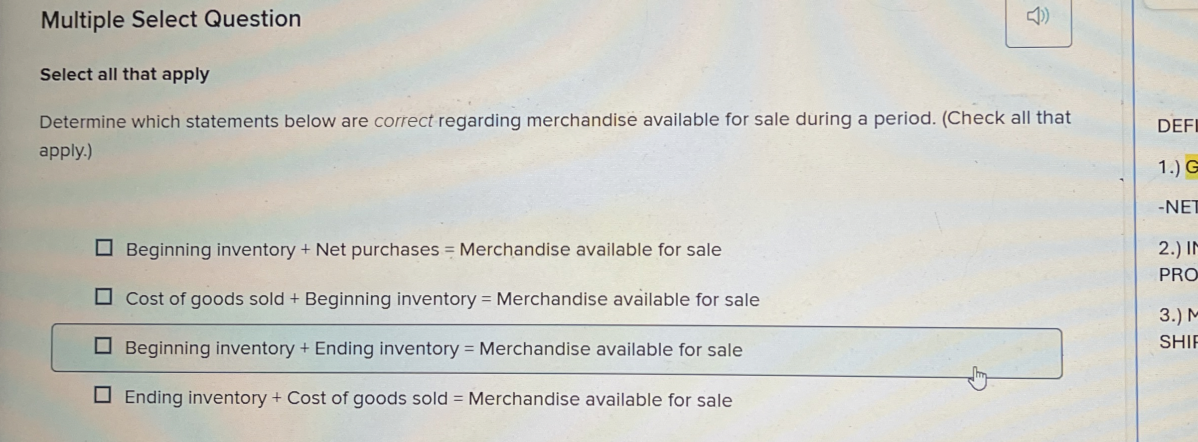  Multiple Select Question Select all that apply Determine which statements below