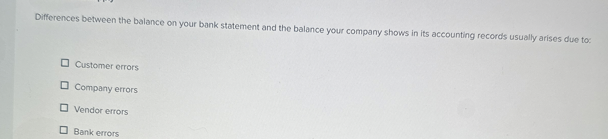  Differences between the balance on your bank statement and the balance