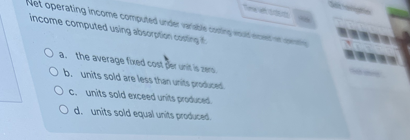  Net operating income computed under variable costing vould arpest vel cuertios